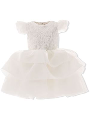 Tulleen Collina ruffle-trimmed teacup dress - White