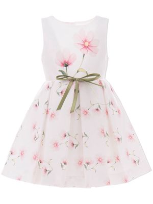 Tulleen floral-print cut-out dress - White