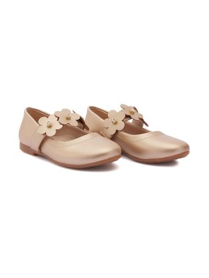 Tulleen floral-strap ballerina shoes - Gold