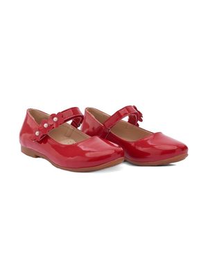 Tulleen floral-strap ballerina shoes - Red