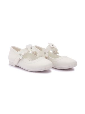 Tulleen floral-strap ballerina shoes - White