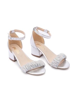 Tulleen rhinestone-embellished scrunch-strap sandals - Silver