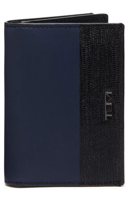 Tumi Gusseted Leather Card Case in Navy/Black
