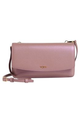 Tumi Leather Crossbody Wallet in Pearl Pink