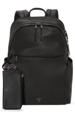 Tumi Raina Leather Backpack in Black/Gunmetal 