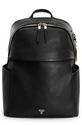 Tumi Raina Leather Backpack in Black/Light Gold 