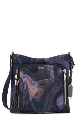 Tumi Tyler Crossbody Bag in Navy Liquid Print