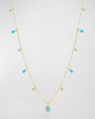 Turquoise 18K Teardrop Charm Necklace