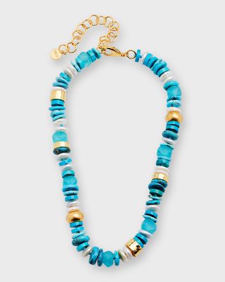 Turquoise and Pearl Strand Necklace