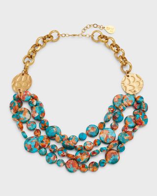 Turquoise and Spiny Oyster Multi-Strand Necklace