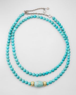 Turquoise Beaded Necklace, 30-34"L