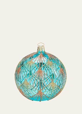 Turquoise Glitter Christmas Ball Ornament