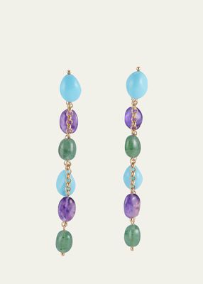 Turquoise Paste, Amethyst and Chrysoprase Front and Back Earrings