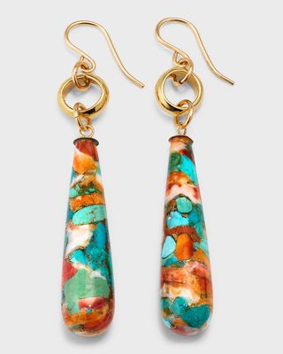 Turquoise Spiny Oyster Drop Earrings
