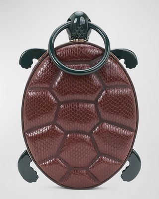 Turtle Leather Top-Handle Bag