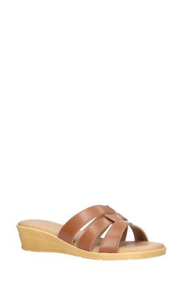 TUSCANY by Easy Street® Tazia Wedge Slide Sandal in Tan Faux Leather