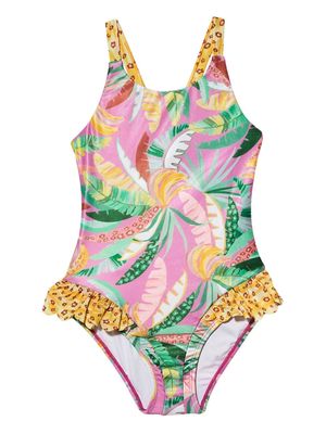 Tutu Du Monde Copacabana leaf-print ruffle-trim swimsuit - Pink