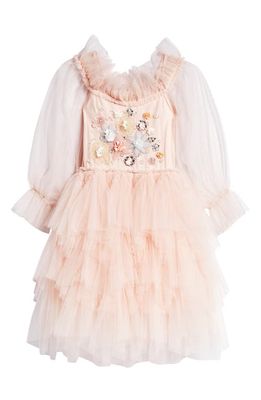Tutu Du Monde Kids' Fantastical Embellished Long Sleeve Tulle Party Dress in Porcelain Pink