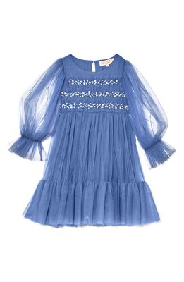 Tutu Du Monde Kids' Neva Beaded Long Sleeve Tulle Party Dress in Indigo