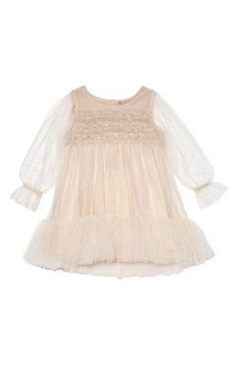 Tutu Du Monde Neva Imitation Pearl Detail Long Sleeve Tulle Party Dress in Linen