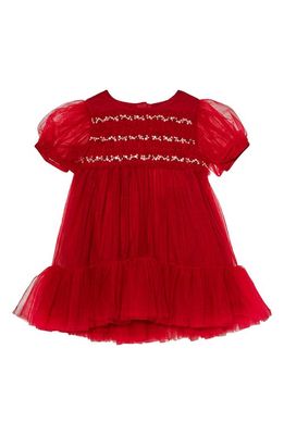 Tutu Du Monde Serephine Imitation Pearl Puff Sleeve Tulle Party Dress in Red Velvet
