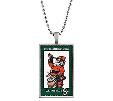 Twas The Night Before United States Postage Sta mp Necklace