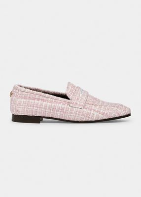 Tweed Flat Penny Loafers
