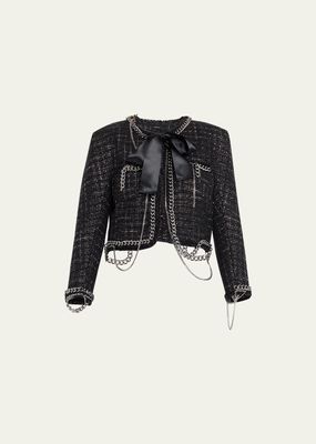 Tweed Neck-Tie Chain Jacket