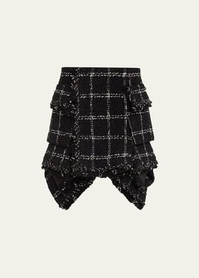 Tweed Ruffle Hem Mini Skirt