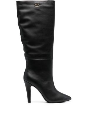 TWINSET 100mm pointed-toe leather boots - Black