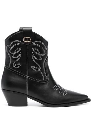 TWINSET 50mm leather Texas boots - Black