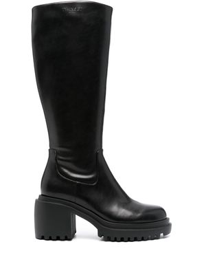 TWINSET 85mm leather knee-high boots - Black