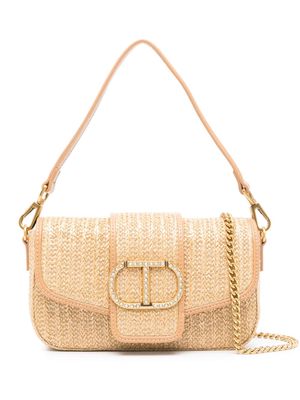 TWINSET Amie raffia cross body bag - Neutrals