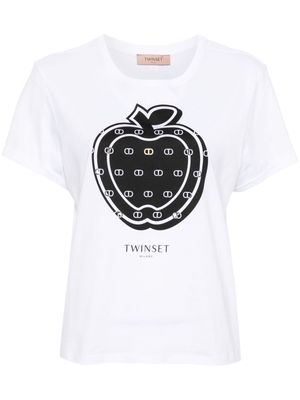 TWINSET apple-print cotton T-shirt - White