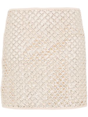 TWINSET beaded open-knit miniskirt - Neutrals