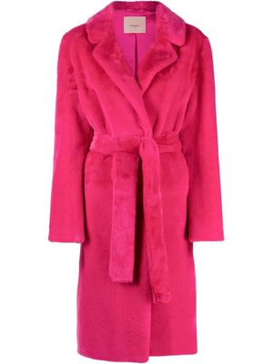 TWINSET belted faux-fur coat - Pink