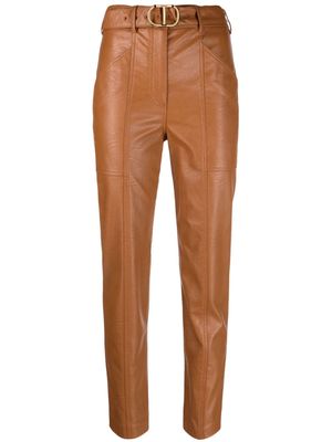 TWINSET belted tapered trousers - Brown