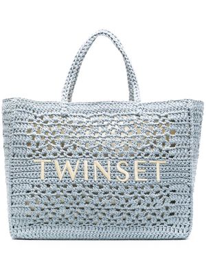 TWINSET Bohémien crochet-knit tote bag - Blue