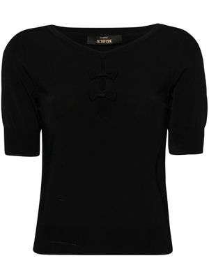TWINSET bow-detail ribbed top - Black