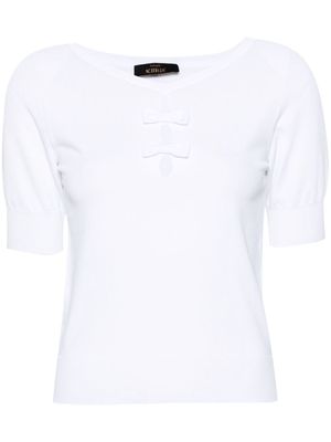 TWINSET bow-detail ribbed top - White
