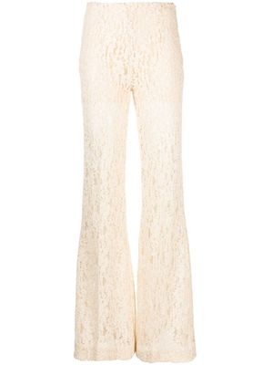 TWINSET broderie anglaise flared trousers - Neutrals