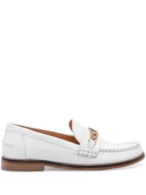 TWINSET chain-detail leather loafers - White