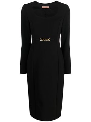 TWINSET chain link-detail long-sleeve dress - Black