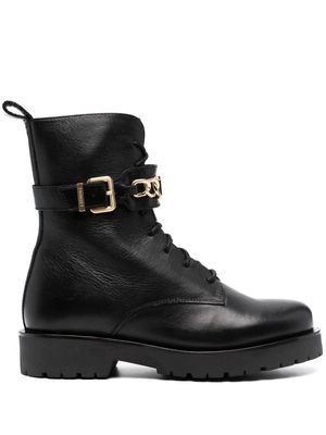 TWINSET chain-link leather ankle boots - Black