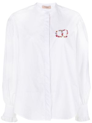TWINSET collarless long-sleeved shirt - White