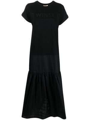 TWINSET crew-neck cotton tiered dress - Black