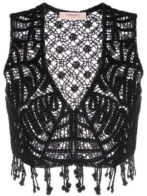 TWINSET crochet-knit cropped top - Black