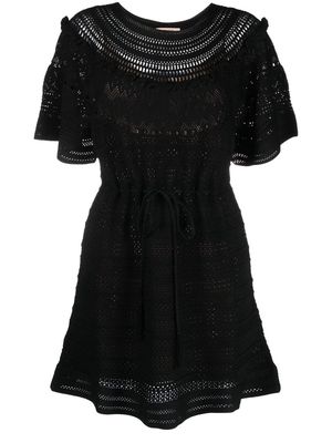 TWINSET crochet-knit mini dress - Black