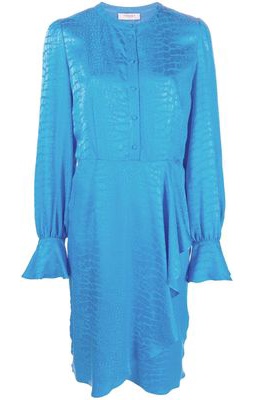 TWINSET crocodile-jacquard draped midi dress - Blue