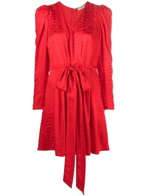 TWINSET crocodile-jacquard tie-waist dress - Red